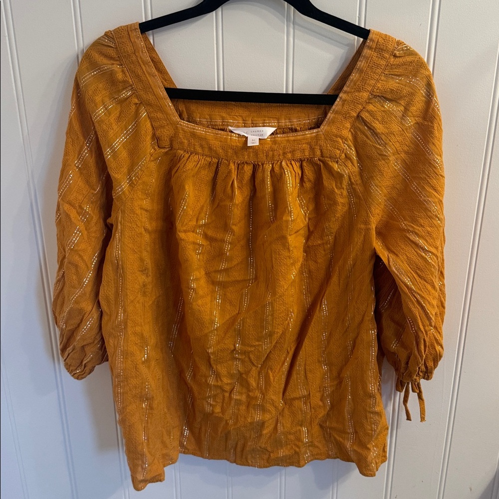 EUC LC Lauren Conrad Boho Mustard Blouse size M